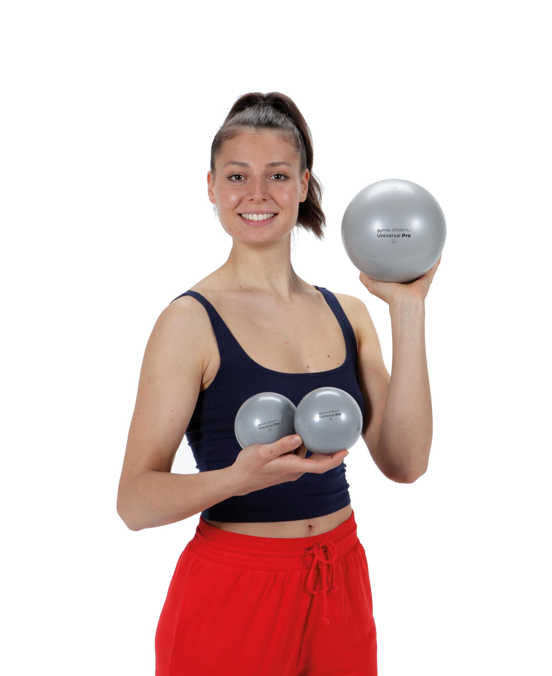 Gymnic Juego de 2 pelotas universales Pro Small de 10 cm de diámetro, color gris, para pilates, yoga y masaje miofascial, ideal para relajación y movilidad muscular