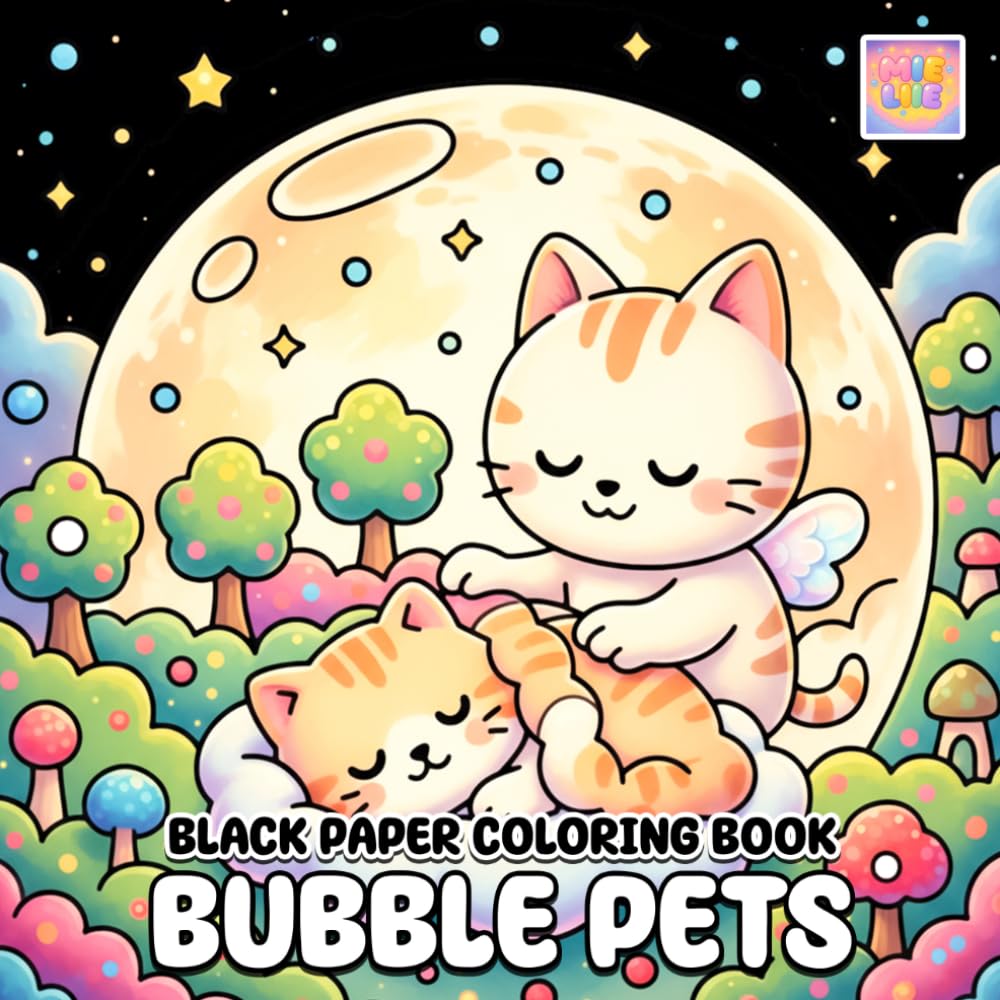 Bubble Pets Black Paper Coloring Book: Adorable Bubble Pets, Playful Animal Worlds, and High Contrast Designs on Black Pages