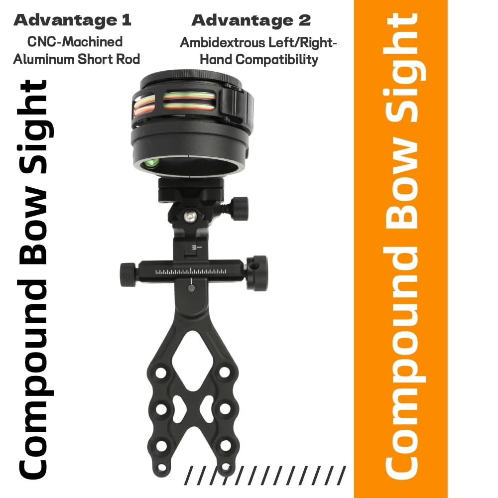 Compoundbogen-Visier mit 5 Pins Aluminiumlegierung mit 4X/6X/8X Linse Beidhändig für Bogenschießen Jagd und Schießsportzubehör