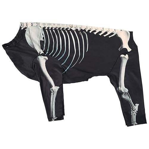 Uqezagpa Ropa para perro, disfraz de esqueleto, sudadera con capucha, camisa de bichón, sudadera de 4 patas