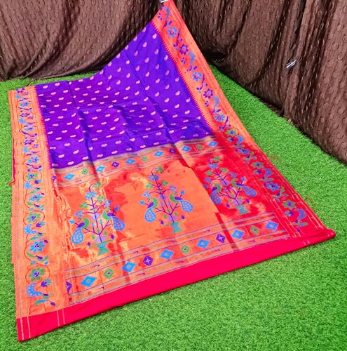 Spewim purple paithani silk saree – image 2