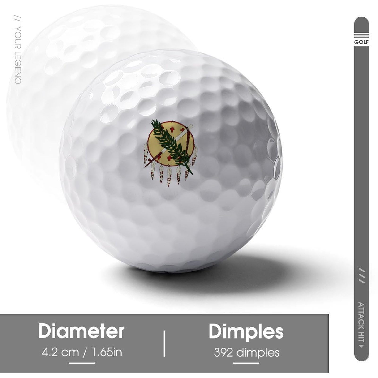 Oklahoma State Flag Personalized Golf Balls Funny Long Distance Practice Golf Ball for Men Women Backyard