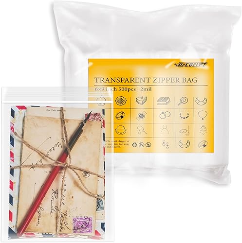 Miniatura 1 de 500 unidades - Bolsas de polietileno de plástico transparente con cierre de 6 x 9 pulgadas, 2 mil para tarjetas y sobres A7 A8 A9, panadería,