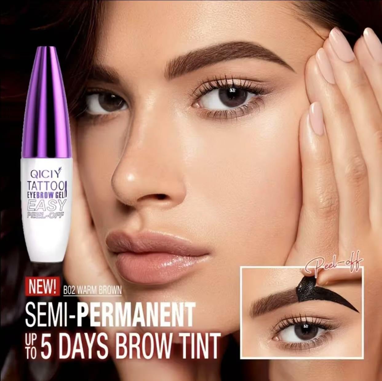 2Pcs Peel Off Eyebrow Tint Gel, Semi-Permanent Color Brow Dye - Image 3