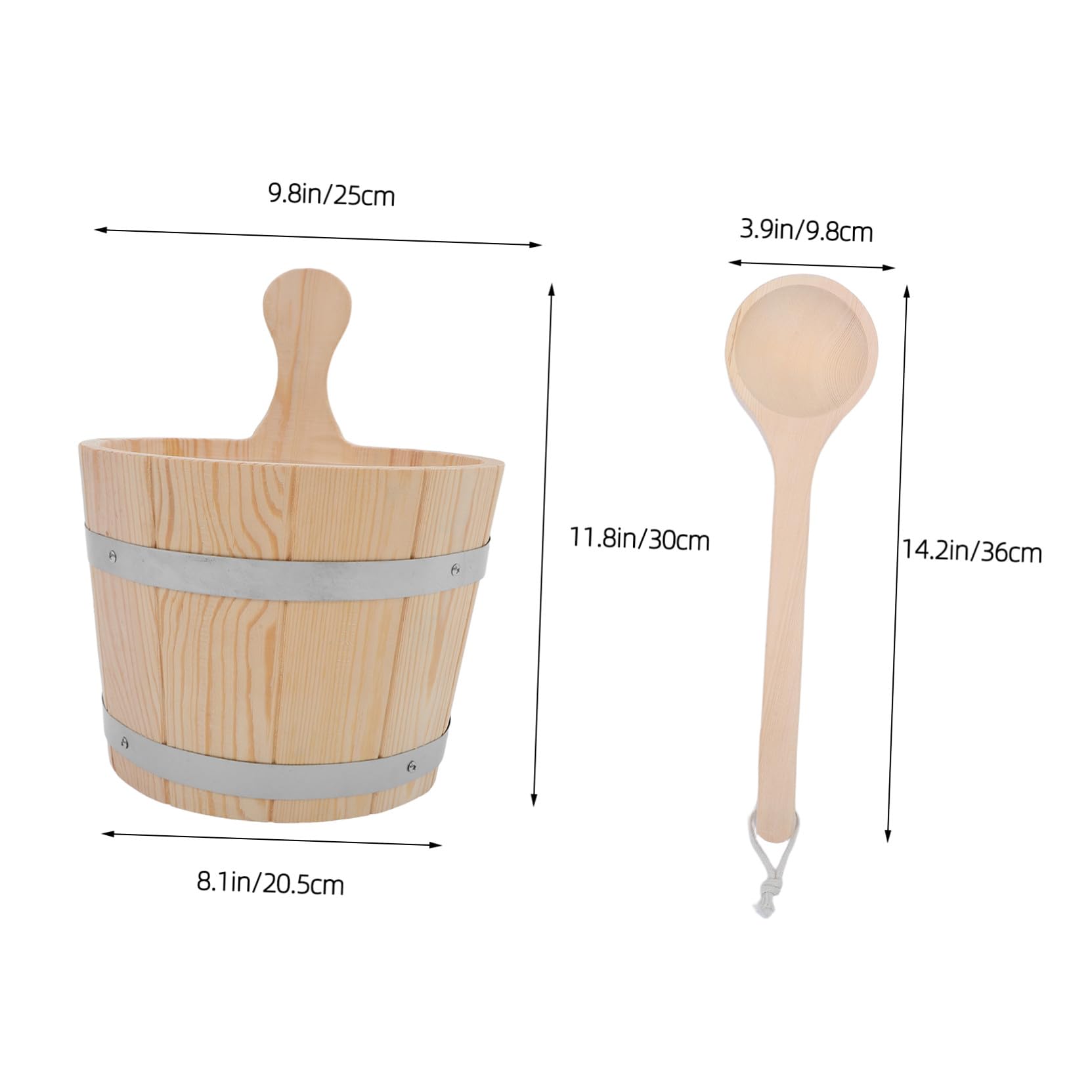 Supvox Saunaeimer Aus Holz Fassungsvermögen Mit Holzschaufel Dampfbadeimer Wasserschöpfer Für Spa-entspannung Badefass Mit Fasslöffelset Für Gartenkelle Und Wasserschöpfer