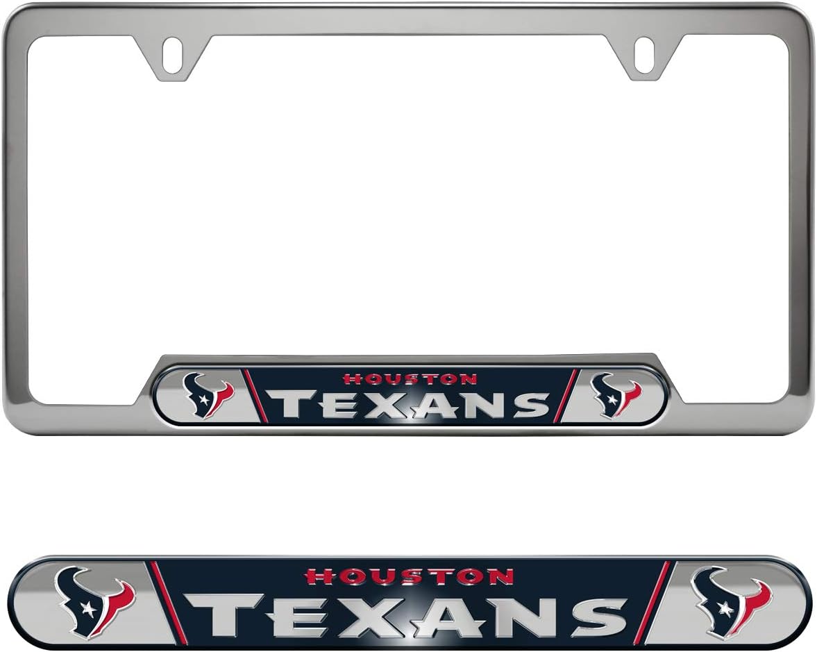 FANMATS NFL Embossed License Plate Frame, Stainless Steel Frame with Stamped Aluminum Team Logo Inserts, 6.25in x 12.25in