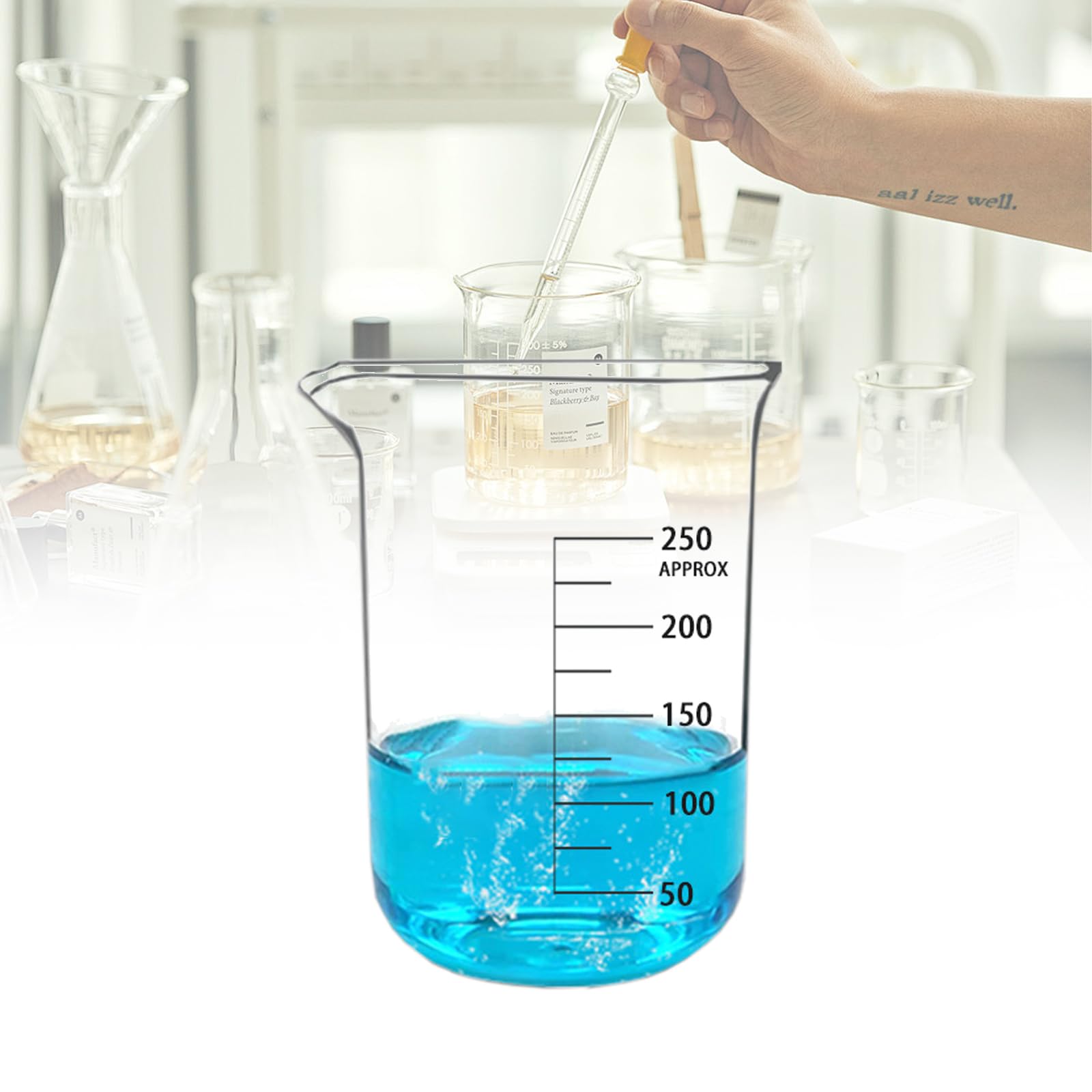 Juego de Vasos medidores de Vidrio, de borosilicato con Pico vertedor, Escala Transparente, Fondo Liso y Uniforme (1000 ml)