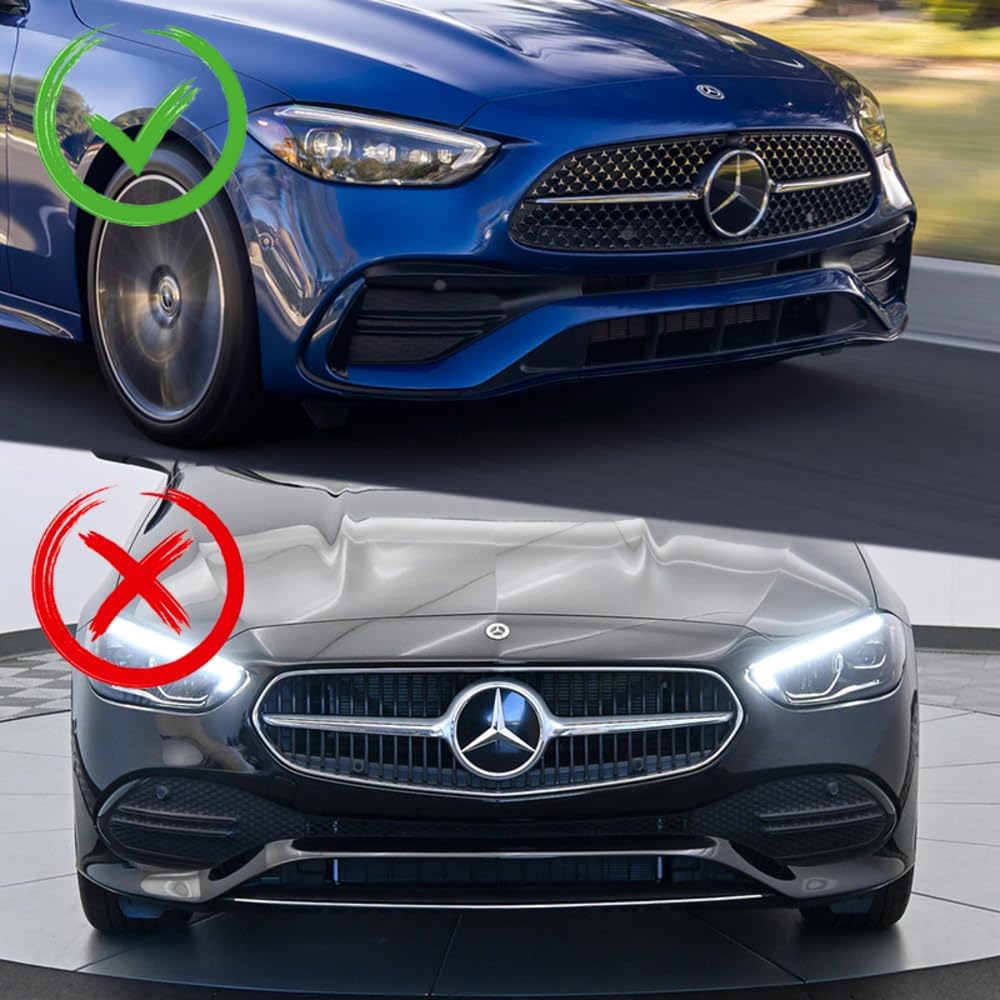 Q1-TECH, 5-Piece Front Bumper Lip + Side Skirt Rocker Winglet Canard Diffuser Wing Compatible with 2022-2025 Mercedes-Benz C-Class W206 C43 / C300, Front Lip Body Spoiler Splitter (Painted Black)