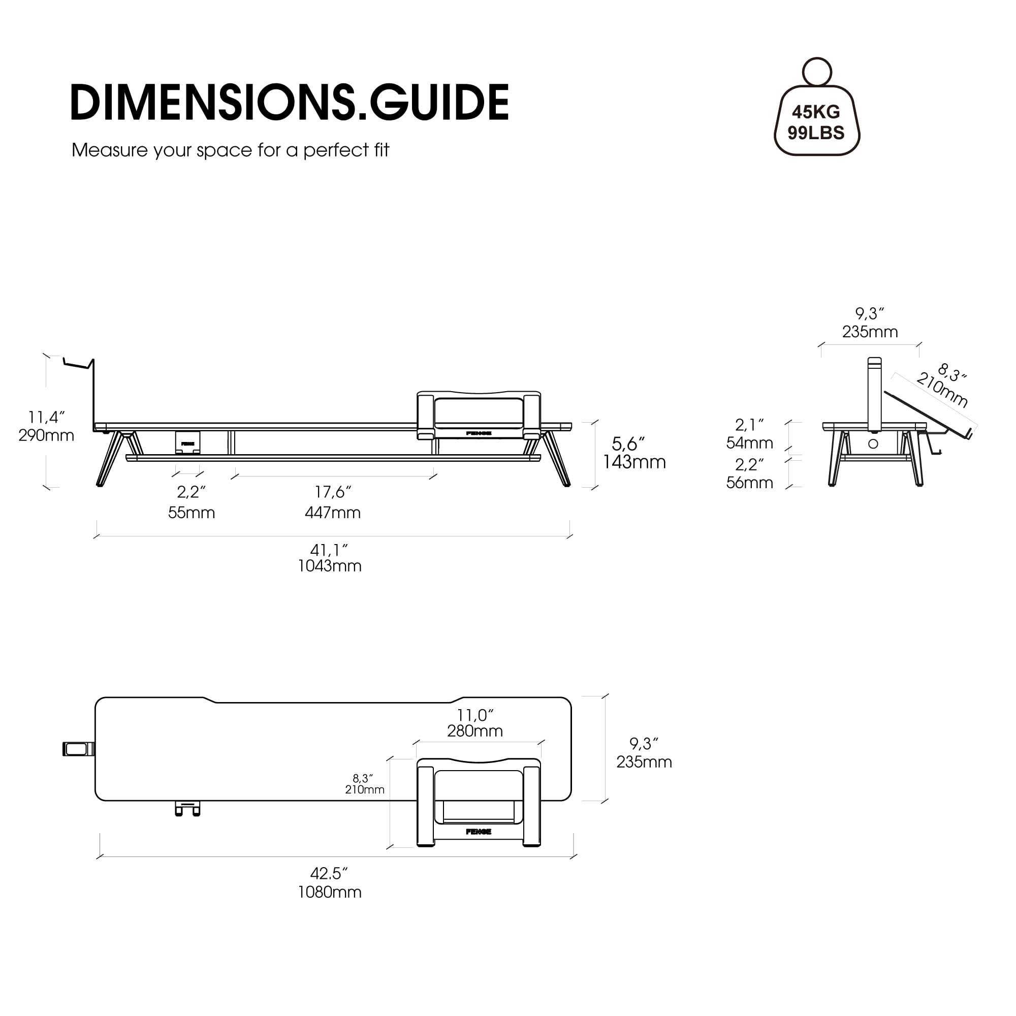 Fenge Monitorständer, 108cm, Monitor Stand, für Laptop PC TV, Braun | 2 Geräte, Bis 45kg, Handy/Laptop/Tablet/Kopfhörer-Halter, Zubehör L/R Montierbar, Bildschirm Computer Schreibtisch Büro Home