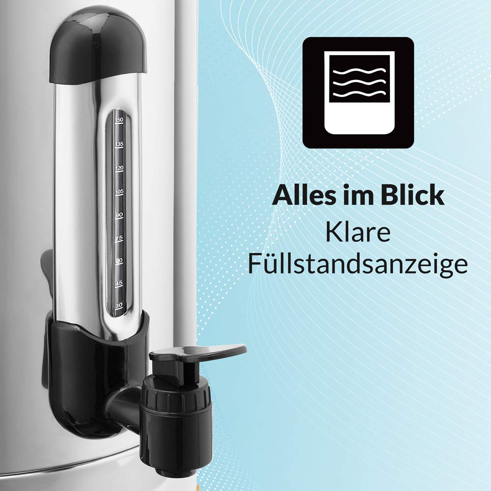 MONZANA® Bollitore per Vin Brulé 8,8L con Rubinetto 30 Tazze Acciaio Inox Regolazione 30-110°C Erogatore Bevande Calde Punch