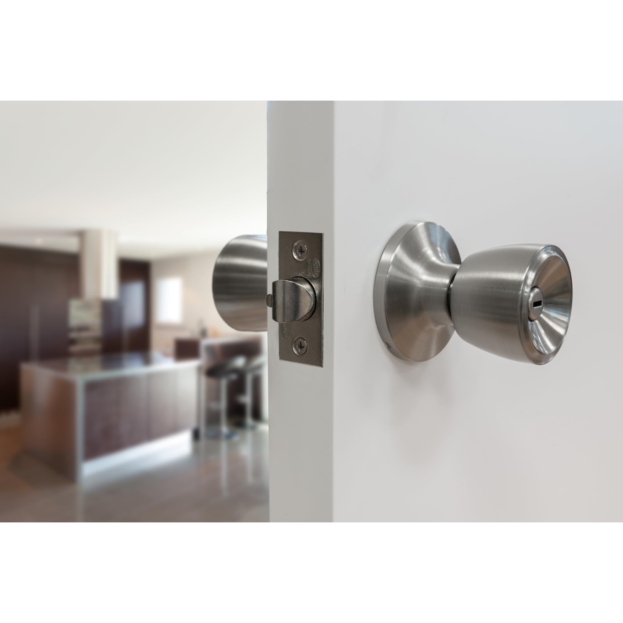 Amig Mod. 602 - Ensemble de boutons | Laiton Chrome Mat | 18,5x 8 cm | Avec loquet | Fonction privée | Dispositif d'urgence extérieur et serrure intérieure | Porte 35-45mm