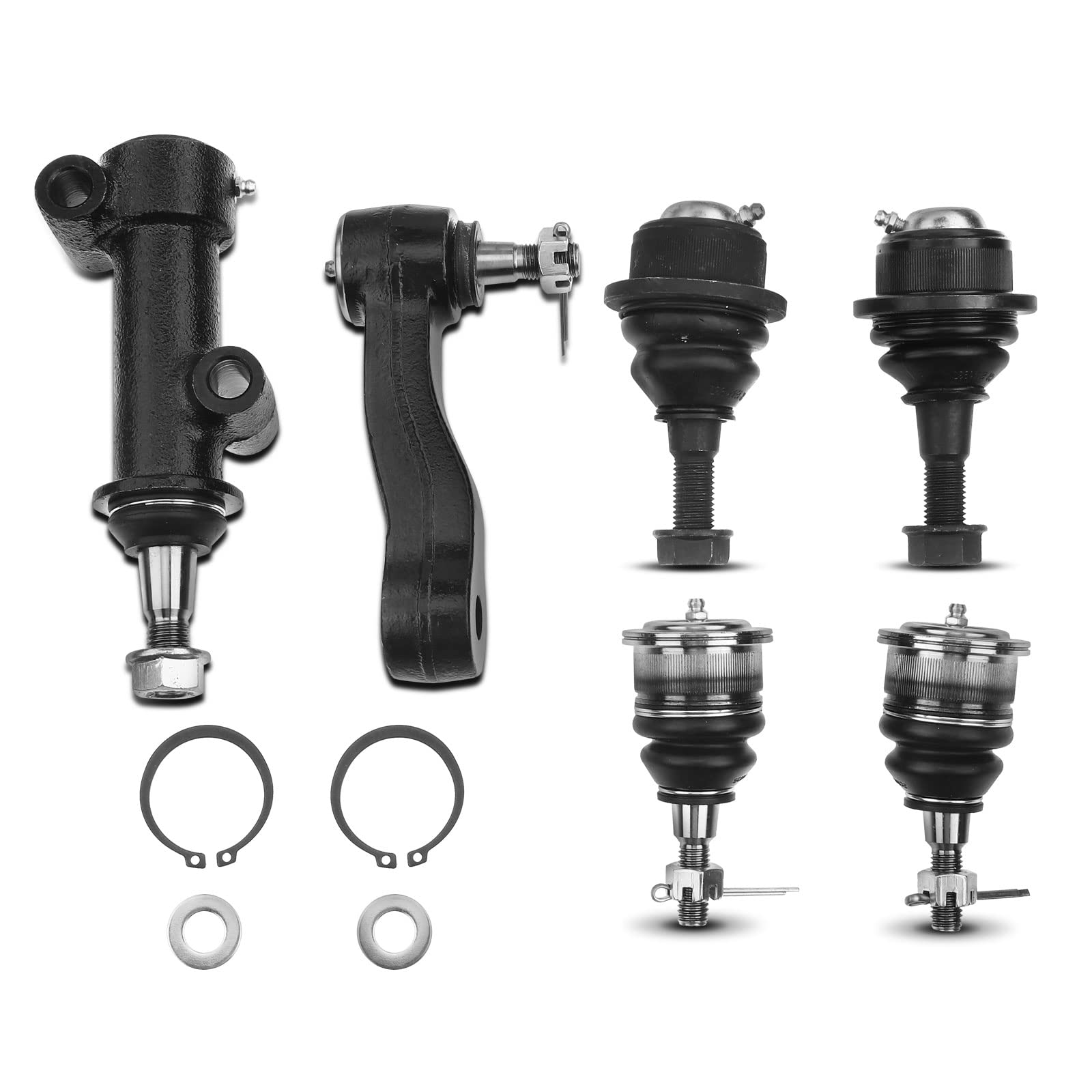a-premium set of 6, front upper lower ball joint, idler arm, compatible with chevrolet silverado 1500 2500 3500, suburban 2500, avalanche 2500, gmc sierra 1500 2500 3500, yukon xl 2500, hummer h2