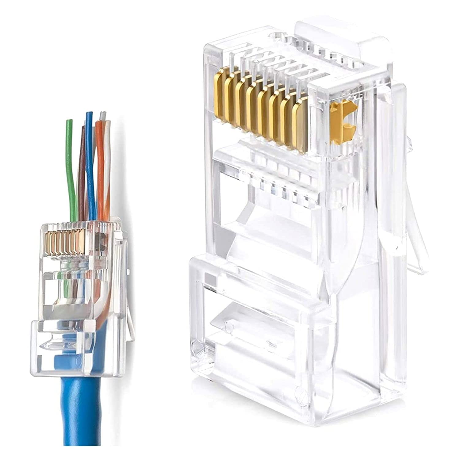 RJ45 Cat6 Pass Through Connectors Pack of 100 Pieces