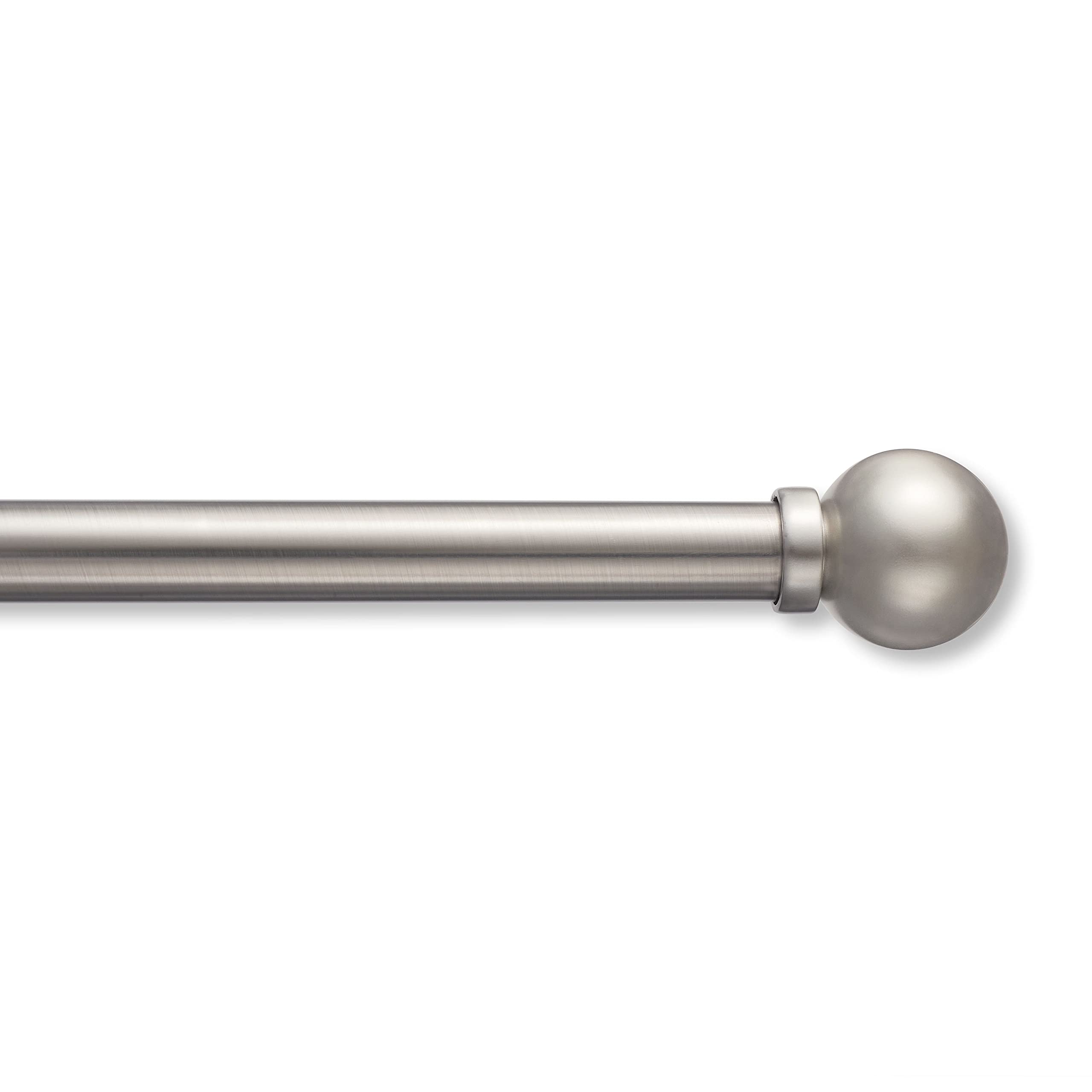 MODE Premium Collection 1" Diameter Curtain Rod Set with Modern Ball Curtain Rod Finials and Steel Wall Mounted Adjustable Curtain Rod, Fits 144” to 240” Windows, Nickel