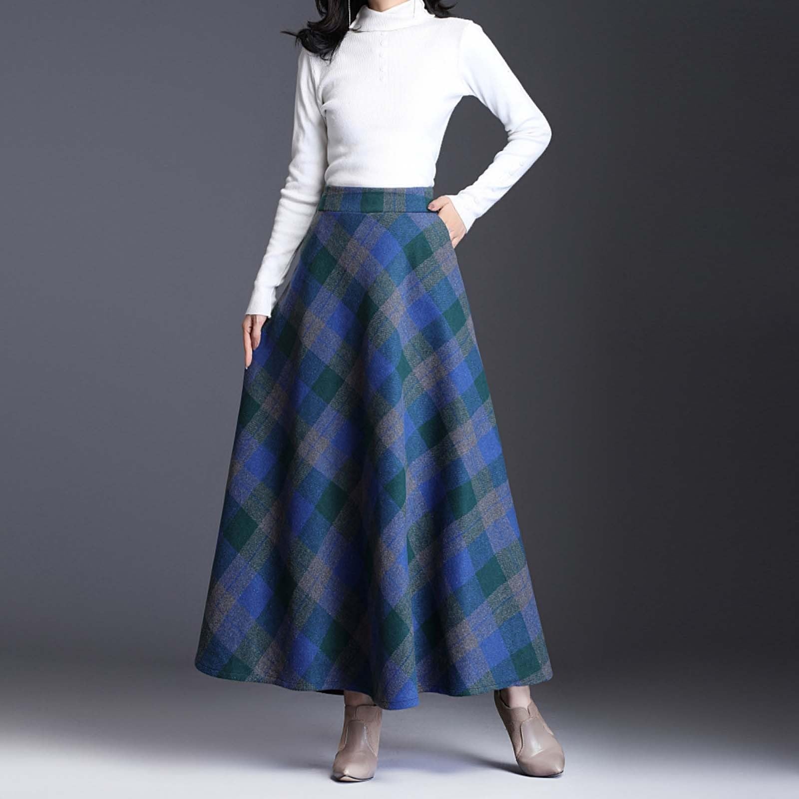 Générique Jupe Femme Taille Haute Élégante Plissée Longue Midi Courte Été Bureau Casual Chic Vintage Mode A-Ligne Fluide Crayon A4