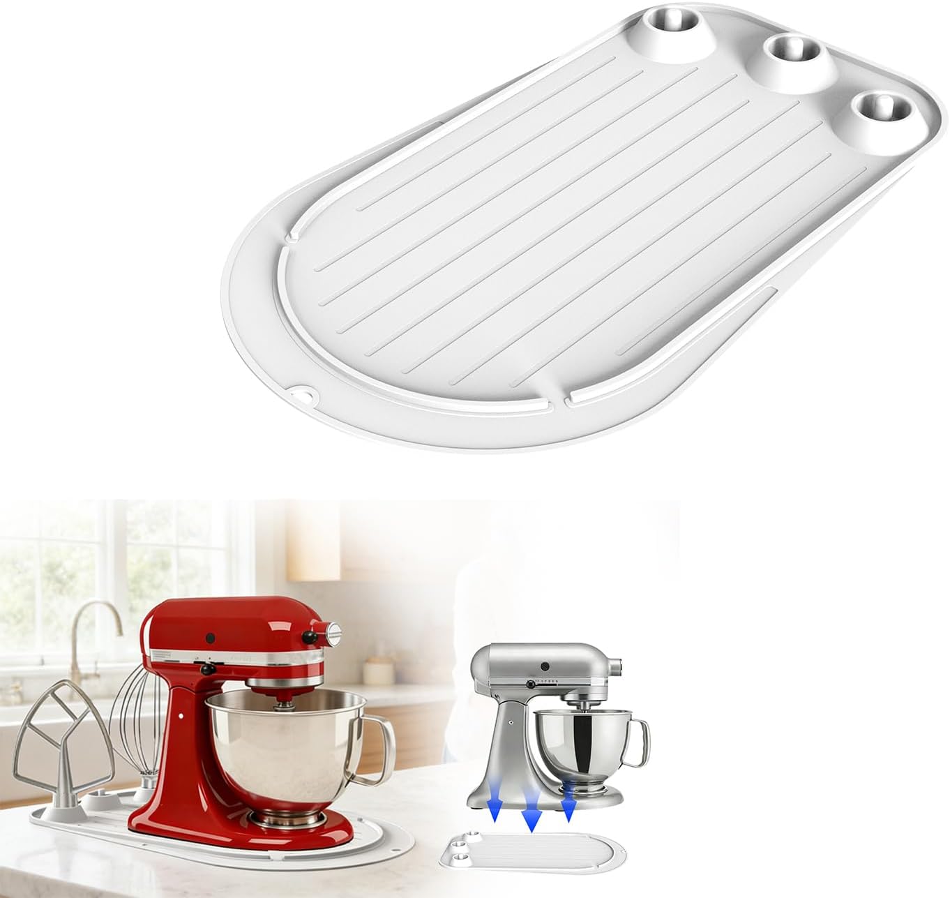 Sliding Mat for Stand Mixer, Mixer Slider Mat for 4.5-5 Qt Tilt-Head Stand Mixer,Kitchen Mixer Accessories Prevent Machine movement (White)