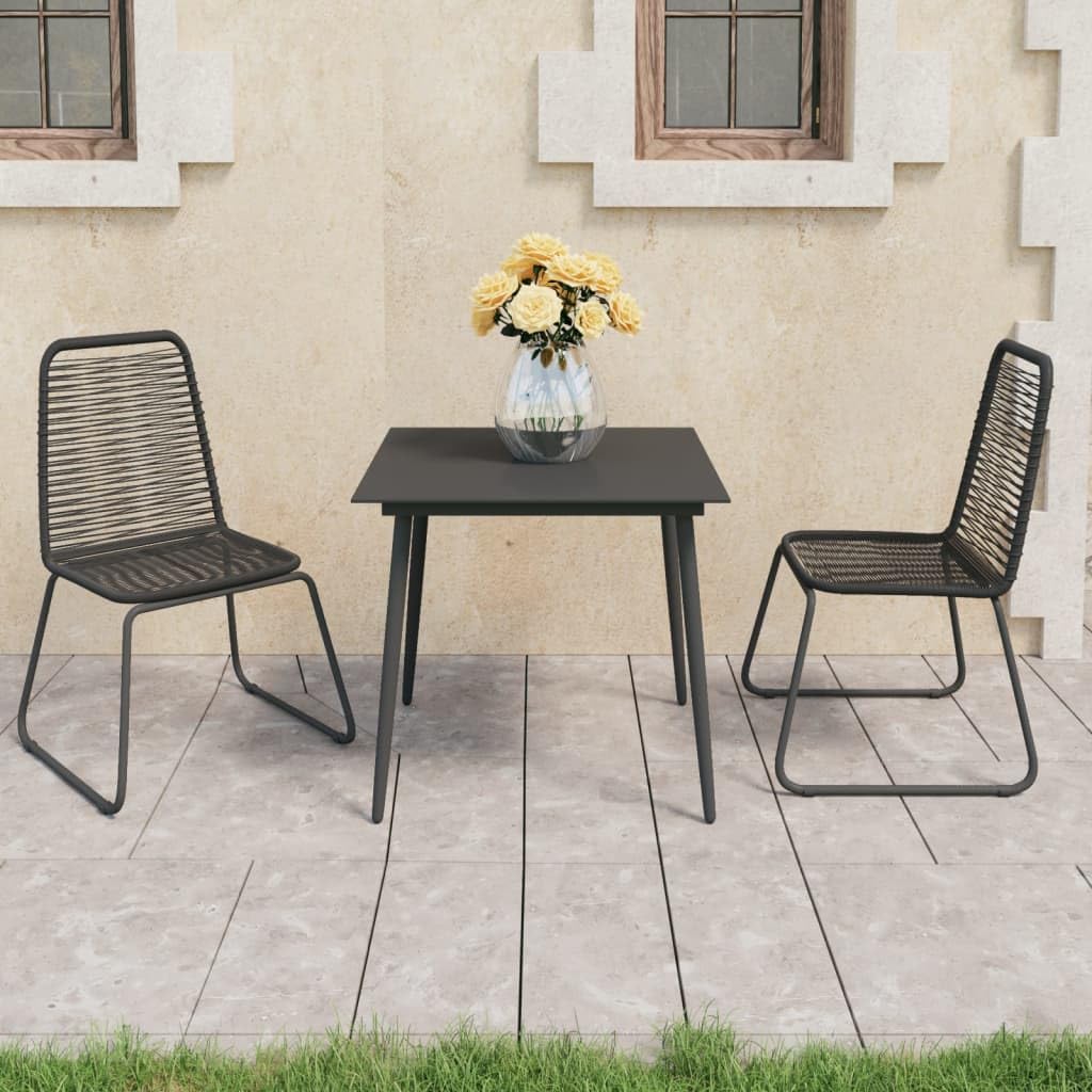 KCCKOM Garden Furniture Set 3 Piece Patio Dining Set PVC Rattan Black