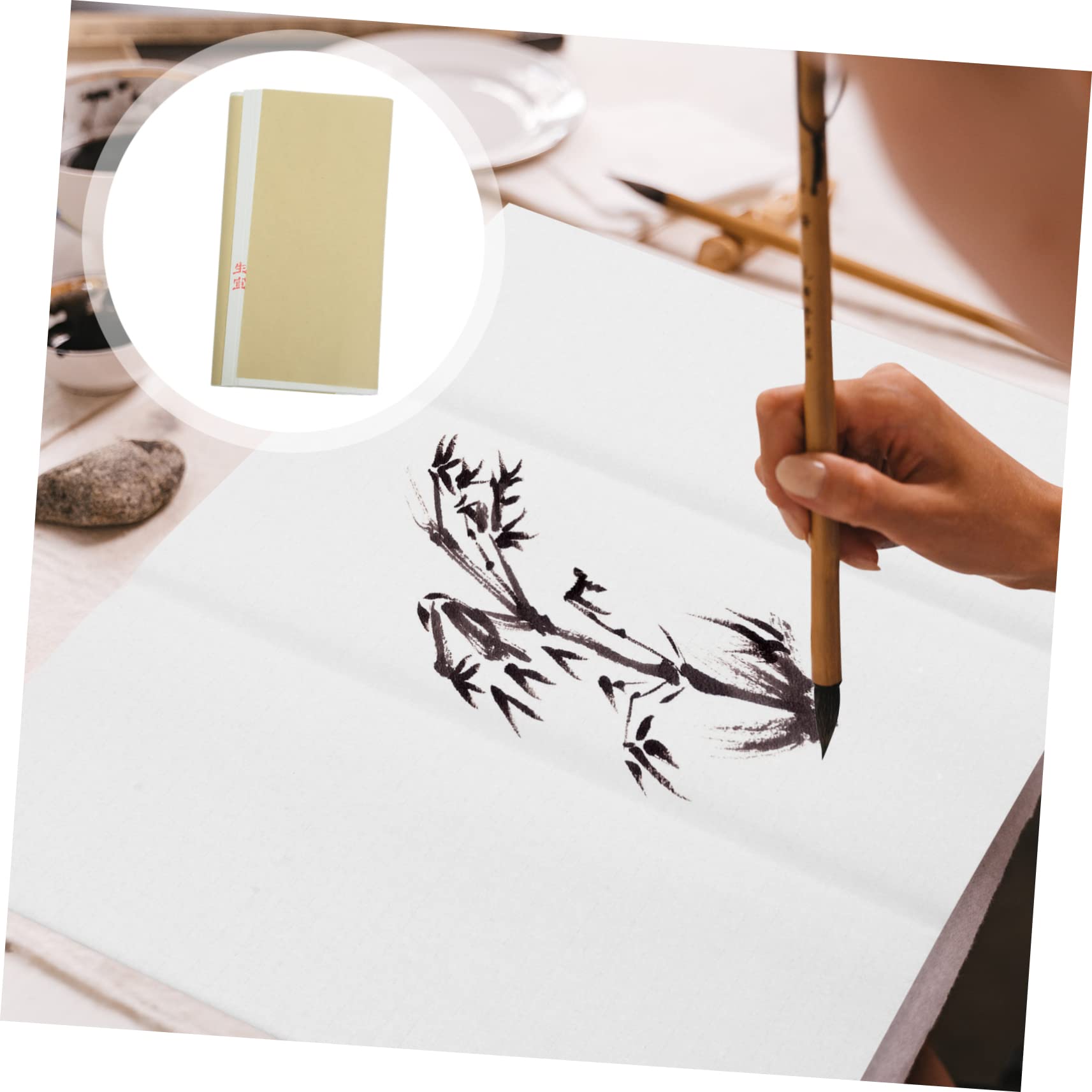 SEWACC Papier à Dessin Rectangulaire Blanc Solide Léger et Portable 100 Feuilles pour Calligraphie Chinoise et Travaux Artistiques Décoratifs
