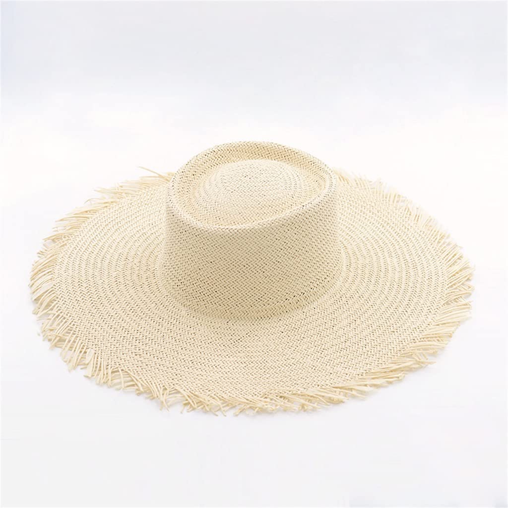Visera para el Sol con borlas, Sombreros de ala Ancha para Mujer, Flecos, sombrilla Salvaje, Ribete Plano, Sombrero Grande, Turismo en la Playa