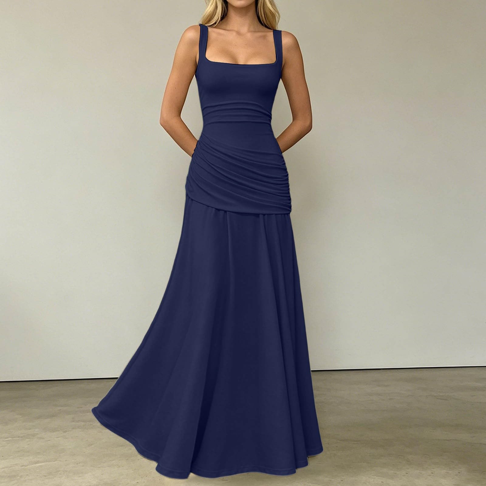 Générique Robe de Soirée Cocktail Longue - Robe de Demoiselle d'honneur pour Femme sans Manches Robes Chic et Elégant pour Fête Soirée Bal Promo Cérémonie Mariage Invité