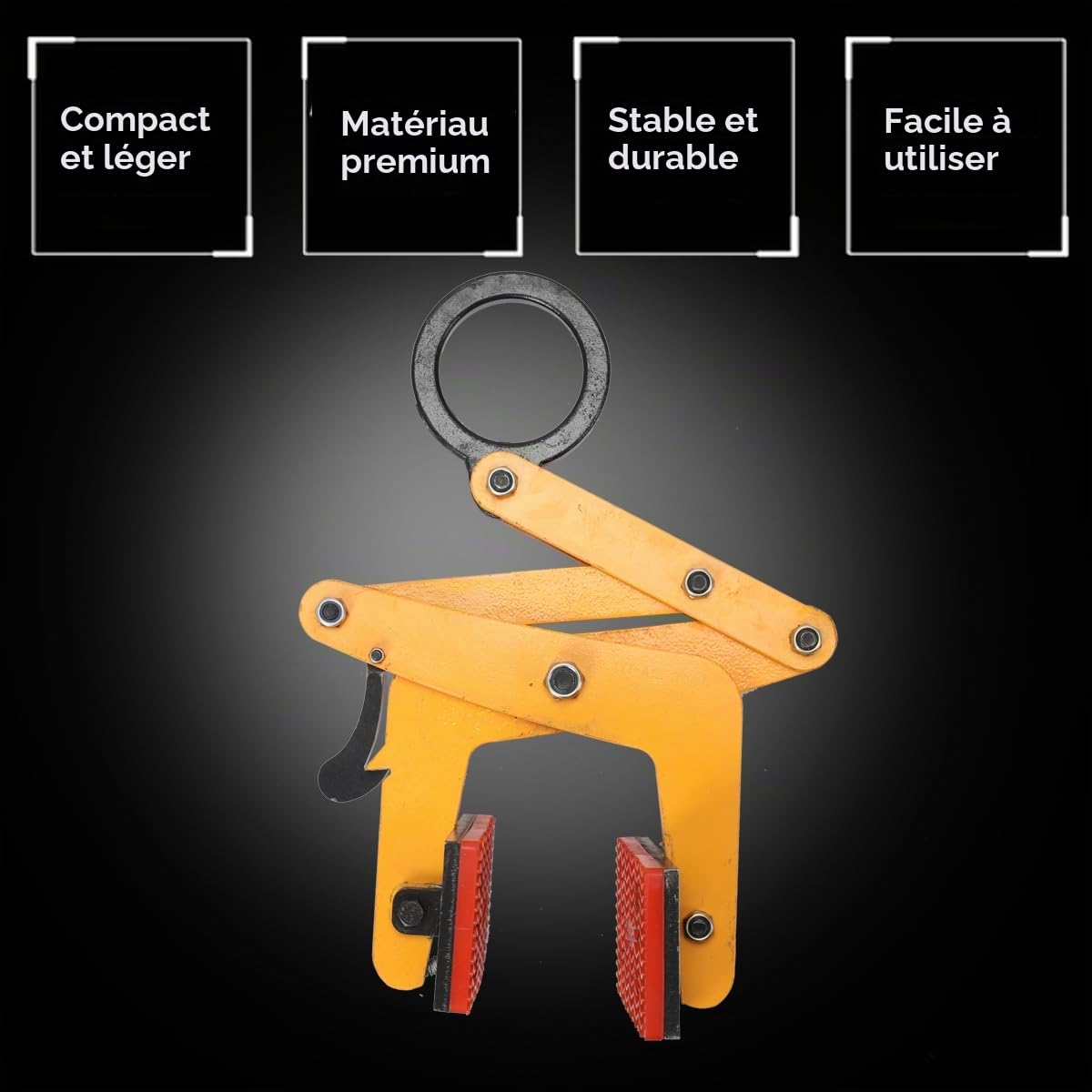Pince de levage 0-6,5 cm 390 kg Pinces à pierre réglable, Pince universelle pour bordures, Porte Pierres Lève-pierre Grappin Verticales Pince à Gourmette Pour Levage et Transport