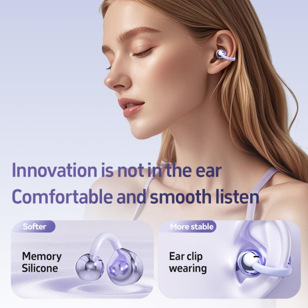 Auriculares inalámbricos Bluetooth 5.4 de oreja abierta, sonido de alta fidelidad, cancelación de ruido de llamada ENC, conducción ósea de gancho para la oreja, micrófono impermeable IPX5