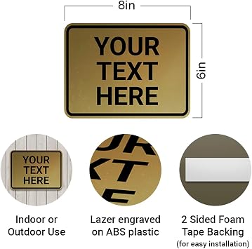 Classic Framed Custom Personalizable Plastic Wall or Door Sign | Your Custom Message | Enter Your Text | Easy to Install With Strong 2 Sided Foam Tape | Business Signs | Home Signs | Property
