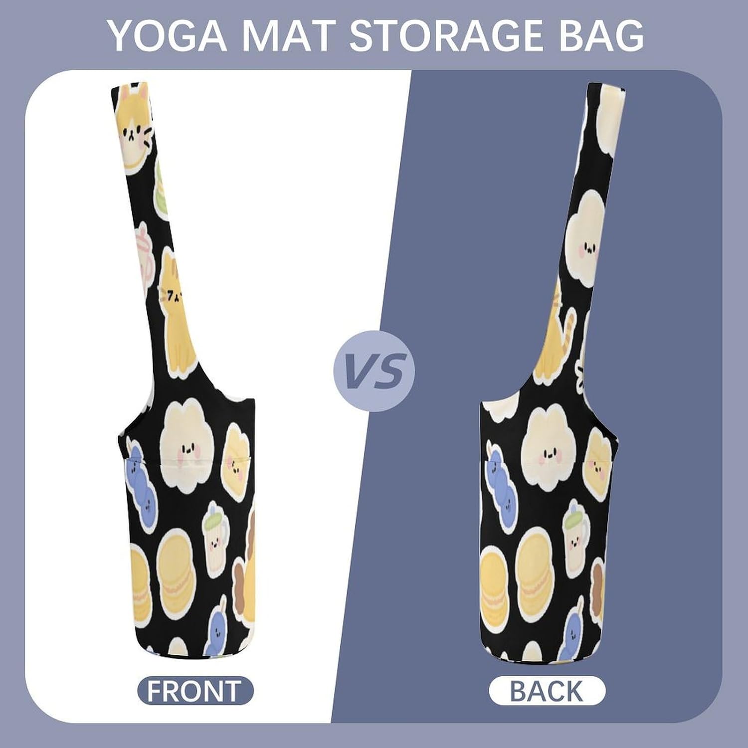 Black And Orange Cat Dessert Canvas Yoga Mat Bag Yoga Mat Carrier image 3