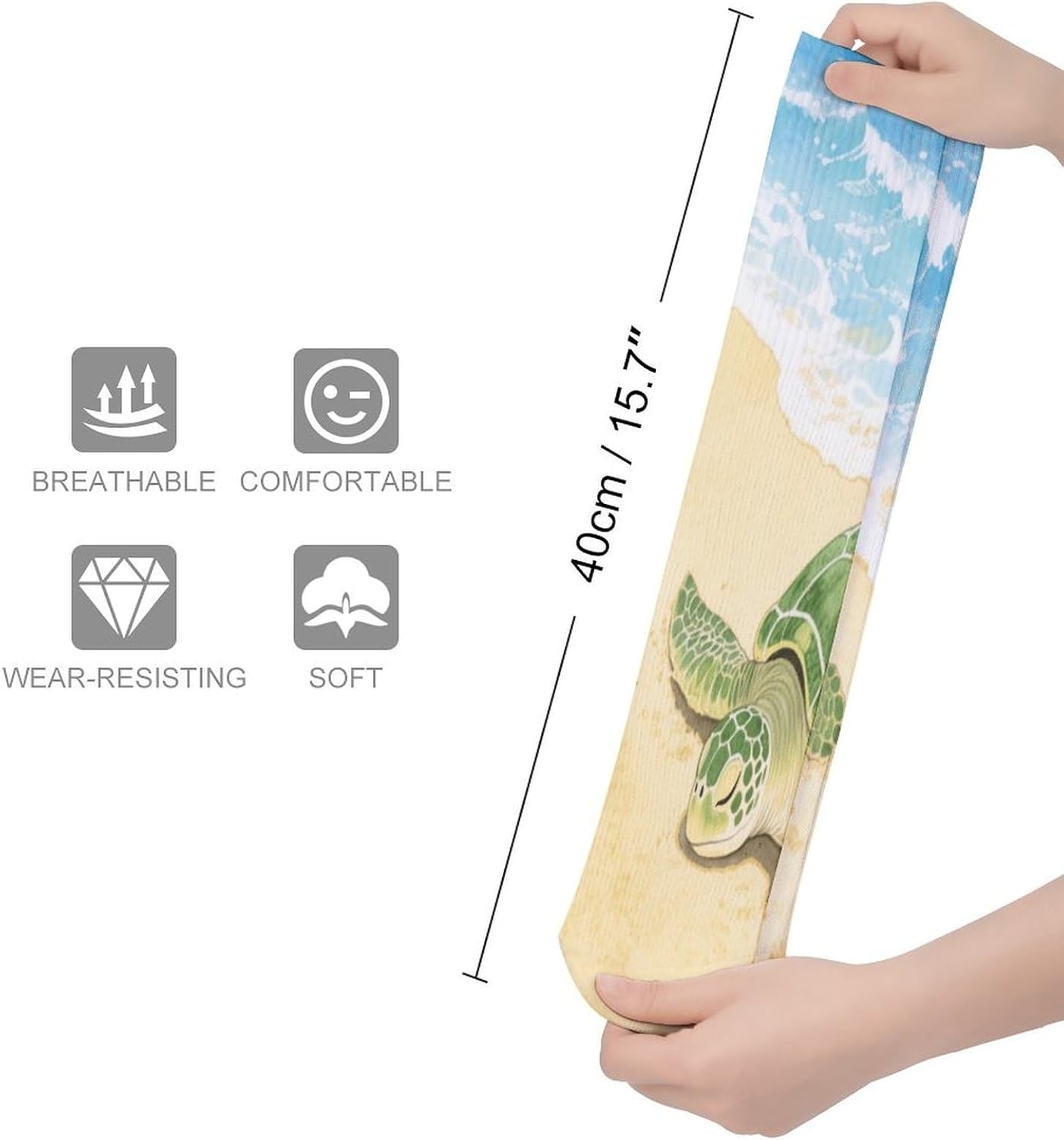 A Turtle Crew Socks High Stocking Thermal Socks | Tube Socks-Breathable-Moisture-Soft-wicking for Hospital Pilates Yoga for women men Grippy for office and daily walking