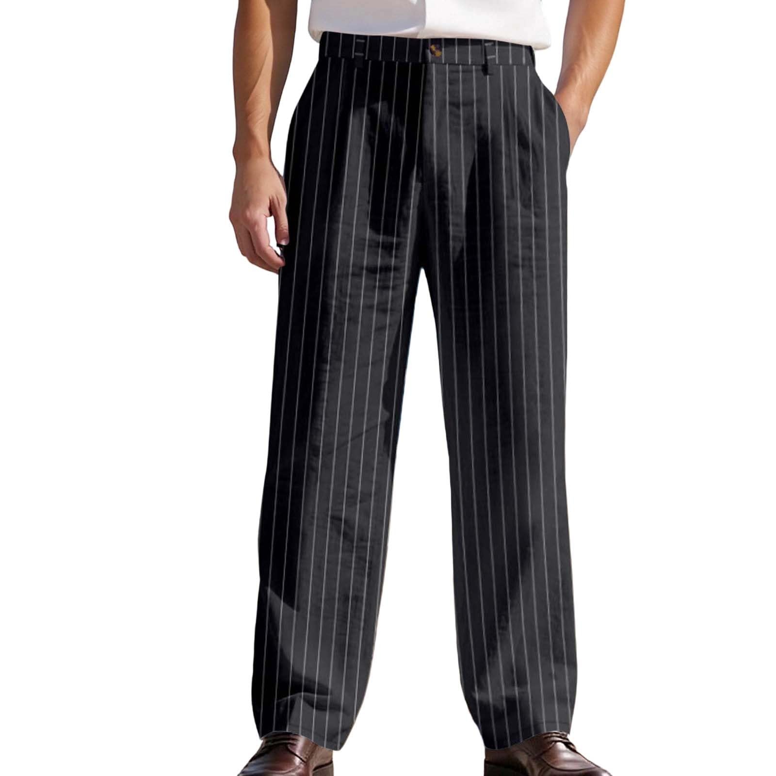 Pantalon de costume baggy pour homme - Pantalon rayé élégant - Pantalon chino rayé - Pantalon de smoking décontracté