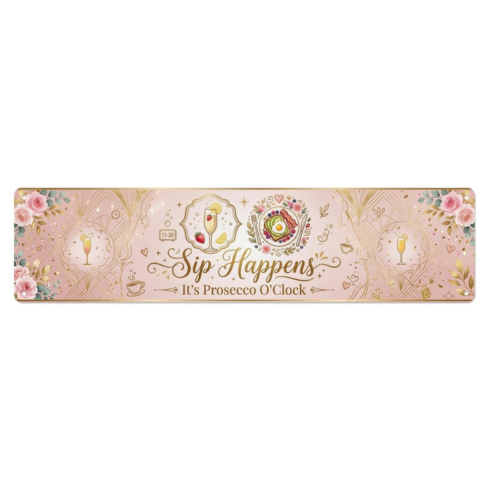 Prosecco Brunch Restaurant Beverage Metal Tin Sign Plaque Wall Decor for Cafe, Club Bar, Office, Home Garden Metal Poster 4x16Inch
