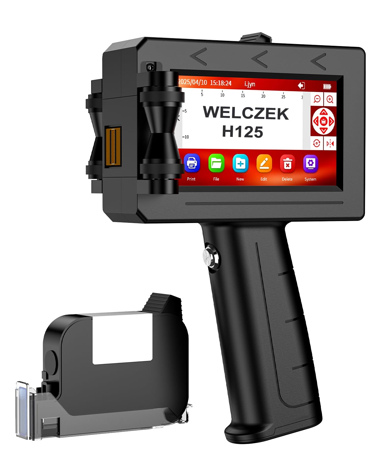 H125 Stampante a Getto d'Inchiostro Portatile e Manuale per Testo/Logo/Codice QR/Data/Lotto/Serie | Sistema di Marcatura Industriale su Cartone/Metallo/Plastica/Ceramica/Legno/Tessuto