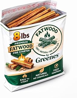 Greenes Fence Fatwood Fire Starter – 8 LB Bag – 100% Natural Pine Resin Kindling – Chemical-Free All-Weather Fire Starting Sticks for Fireplaces, Campfires, Wood Stoves & Grills