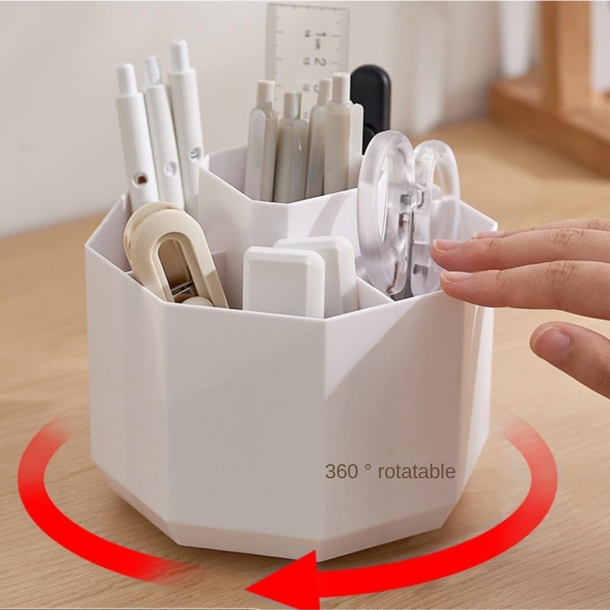 Stifteköcher Stifte Halter Multifunktionaler Stifthalter mit 5 Fächern, um 360° drehbar, Schreibtisch-Organizer, Büro-Aufbewahrung Schreibtisch-Organizer