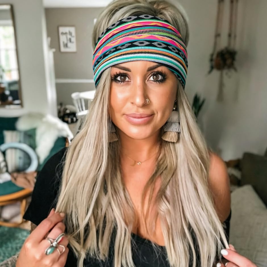 Image of DRESHOW 4 Pack Turban Headbands for Women Wide Vintage Head Wraps Knotted Cute Hair Band Accessories