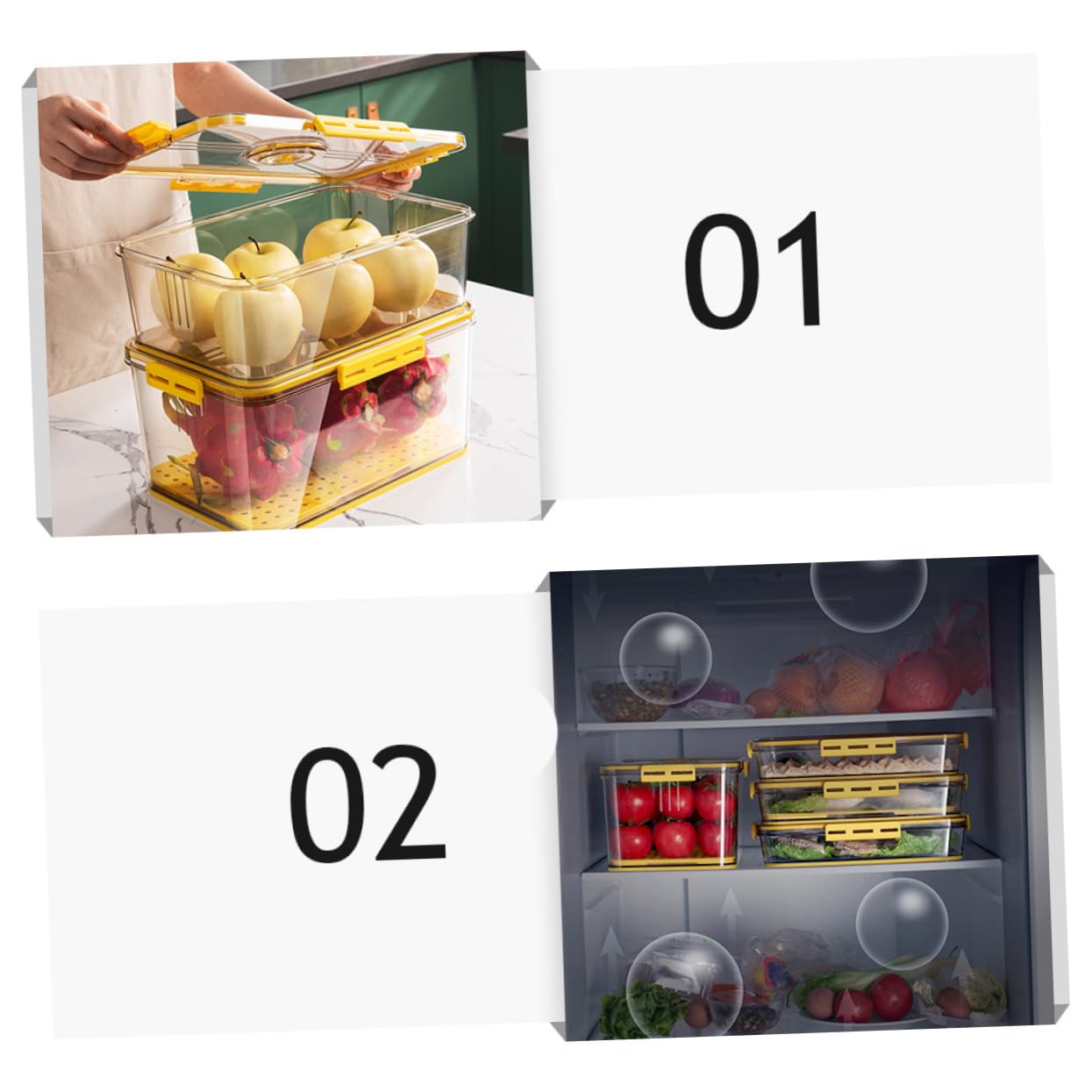 Amosfun Kühlschrankbox 1 Stück aus Pet mit Deckel für Gemüse und Obst