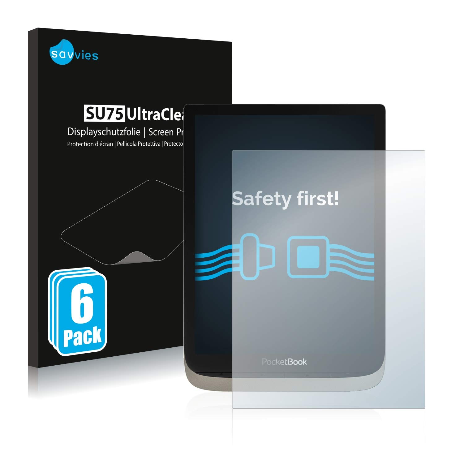 Bedifol 6X Savvies Ultra-Clear Screen Protector for Pocketbook InkPad Color, accurately Fitting - Simple Assembly - Residue-Free Removal