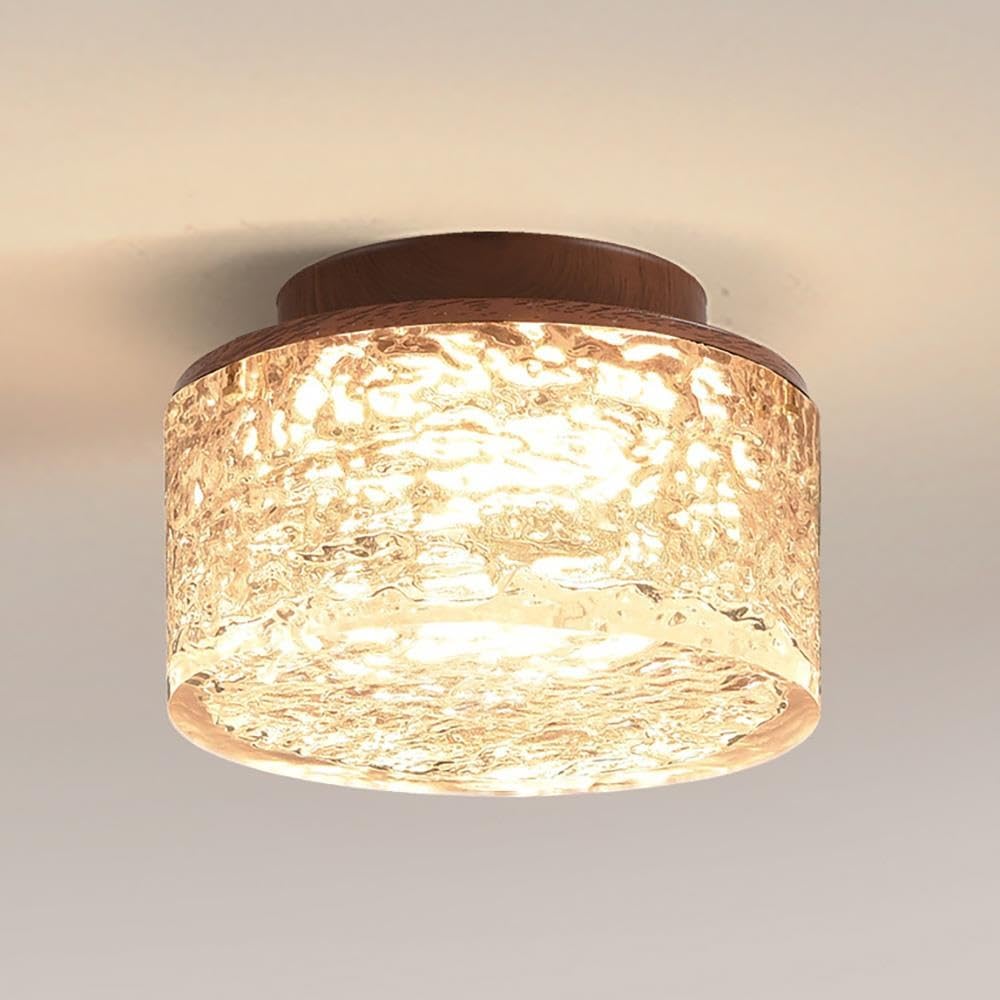 Lámpara de Techo Cilindro LED, Resina Textura Agua Plafón Foyer