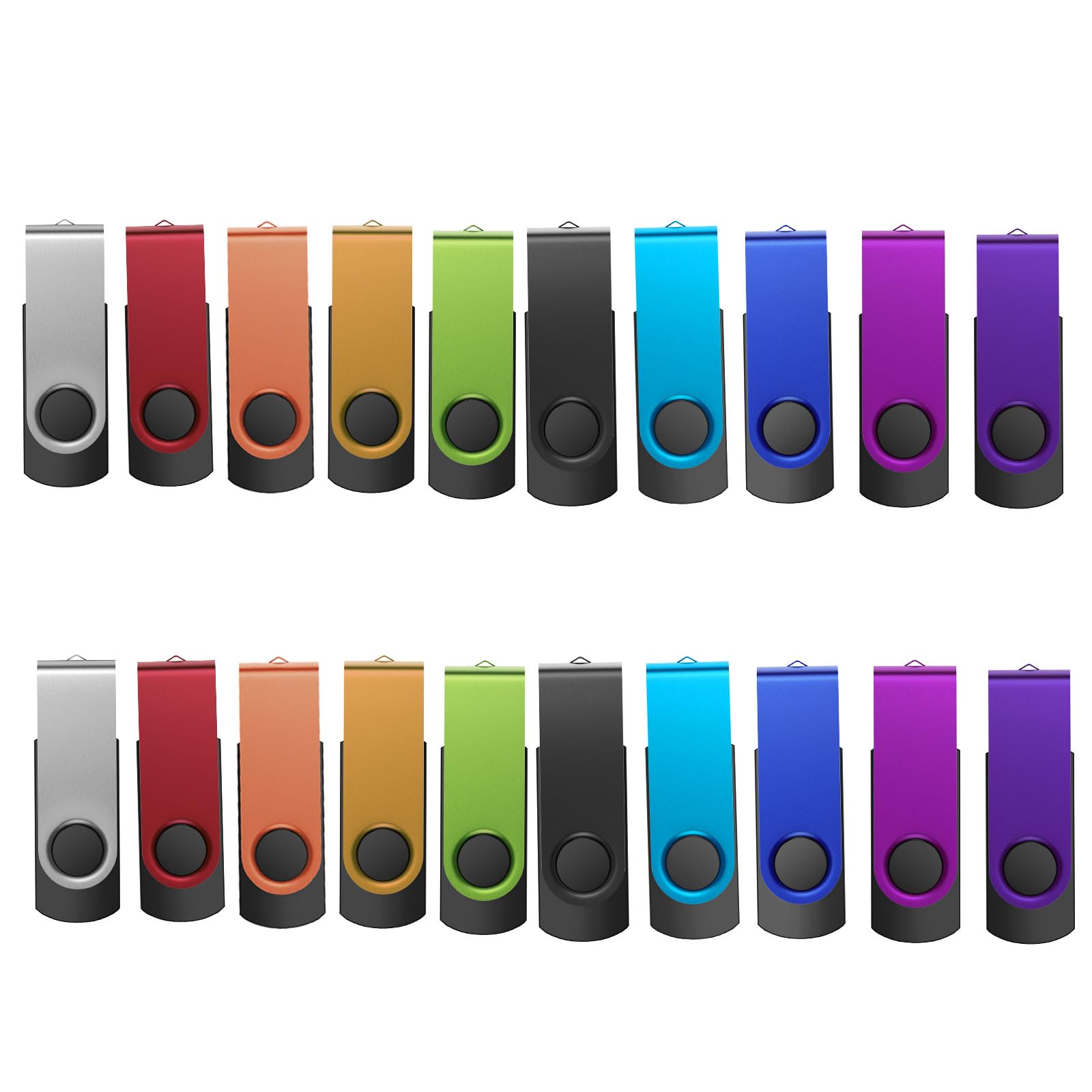 Kepmem 128MB USB 2.0 Speicherstick Metall Drehdesign USB Stick 20er Pack Flash Drive Bis zu 15 MB/s Mit LED Licht Mini Datenstick USB Stick Set zur Dat Farbe