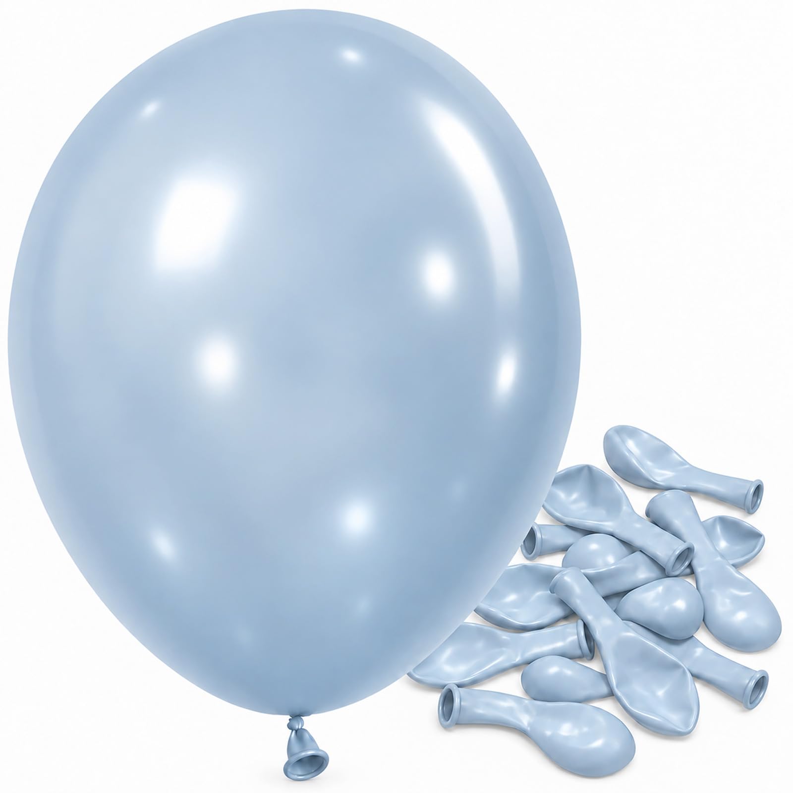 Jobkoo Metallic Blue Balloons 5 Inch, Mini Small Chrome Baby Blue Balloon