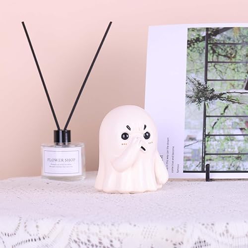 Miniatura 9 de Figura de fantasma de nariz sosteniendo divertida estatua de fantasma de Halloween para decoración de baño o estante, adornos espeluznantes, bonitas