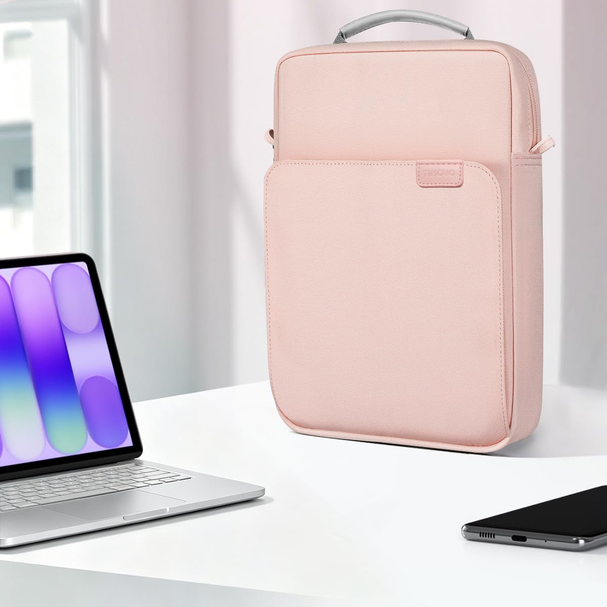 TiMOVO Custodia per Laptop per MacBook Neo 13 pollici 2026 Modello A3404 con Chip A18 Pro, Borsa da Trasporto con Manico e Tracolla, Rosa