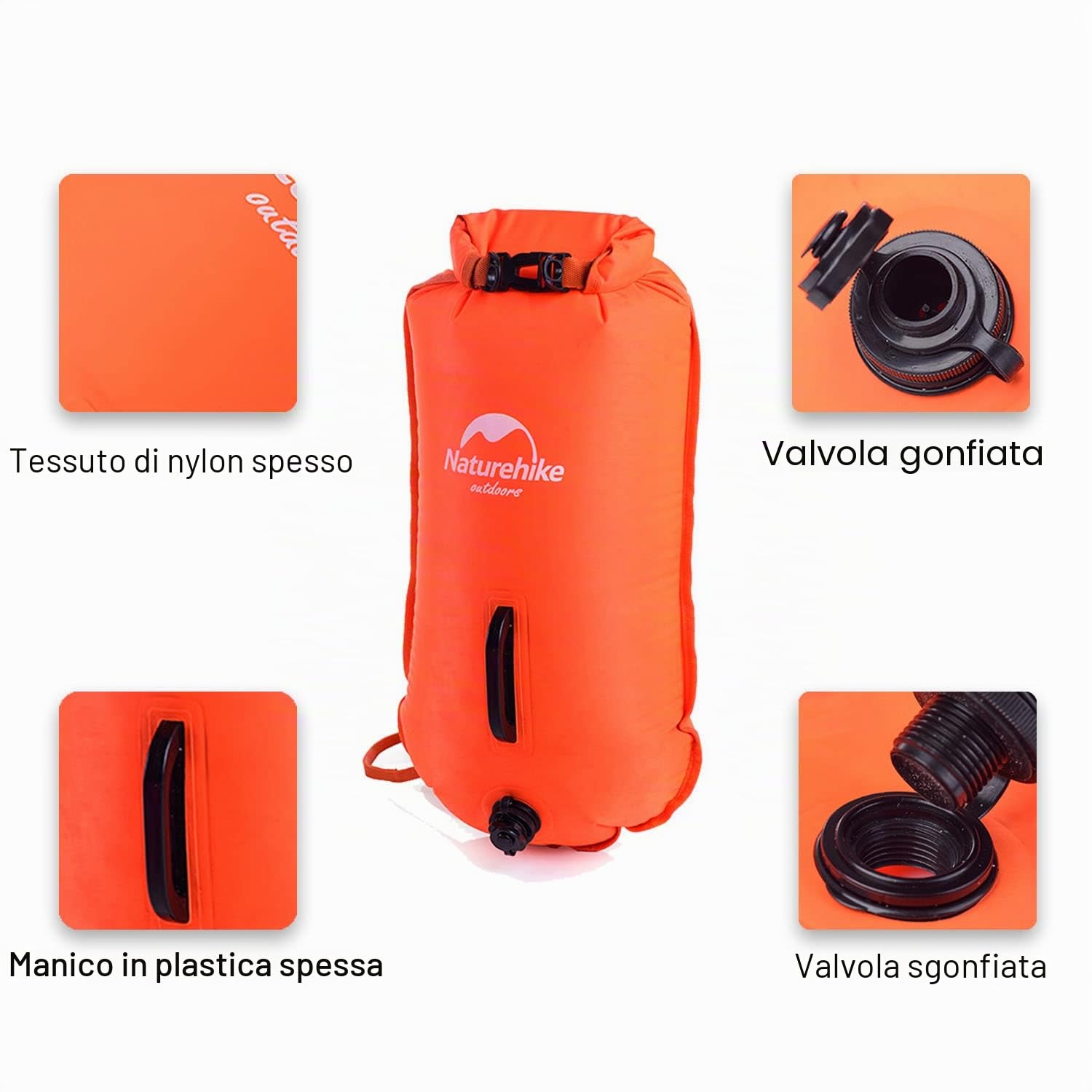 Naturehike boa nuoto acque libere gonfiabile 28L,leggero portatile Impermeabile,2 airbag,Sicurezza Swim Buoy per Sport Acquatici, Nuotatori, Triatleti, Kayaker e Snorkeling