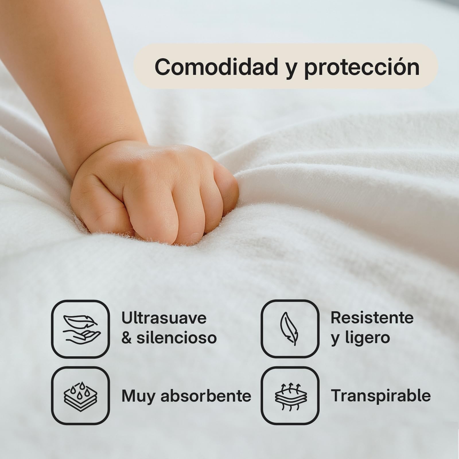 Sleepzen - Protector de Colchon 180x200 cm Algodón Orgánico Certificado Oeko-Tex®, Funda Colchon, Cubre Colchon, Muy Confortable, 100% Natural Sano y silencioso - No Impermeable - Sábana Bajera
