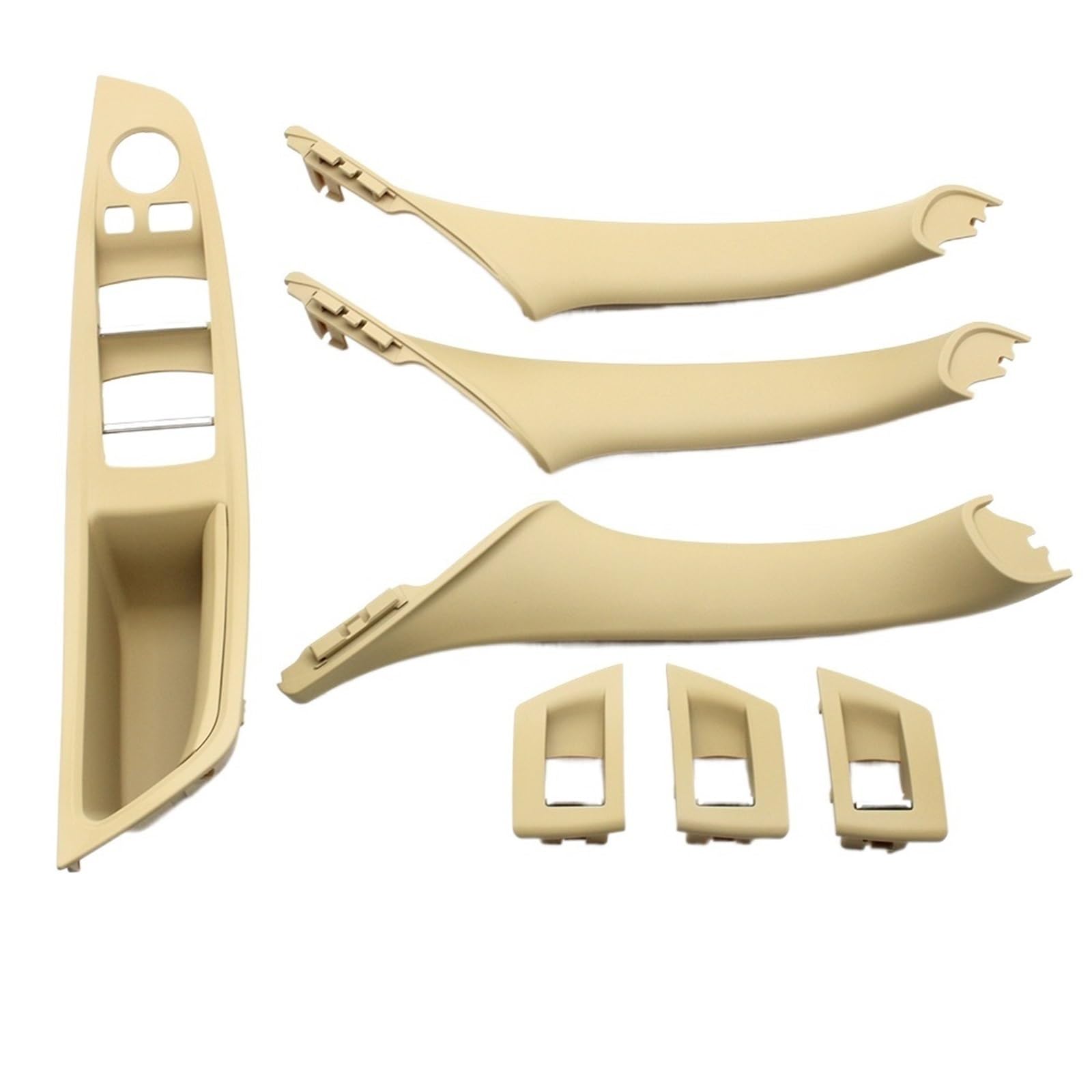 OEXRIGRU Car Interior Door Handles for BMW 5 Series F10 F18 523 525 528 LHD Car Interior Door Handle Pull 7PCS Set(Model A Beige)