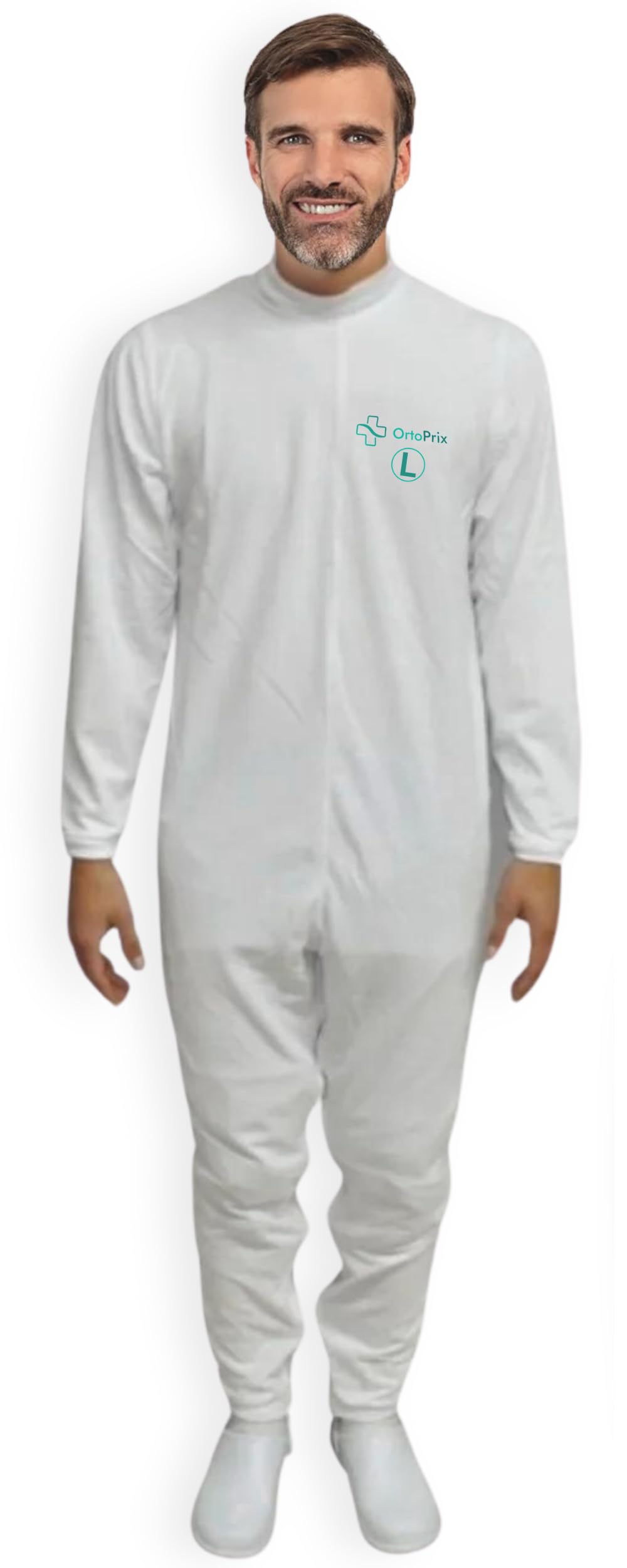 Adult Hygienic Long Sleeve Pyjamas with Back Zip: Superior Comfort and Easy Handling, Ideal for Incontinence and Alzheimer's (L)