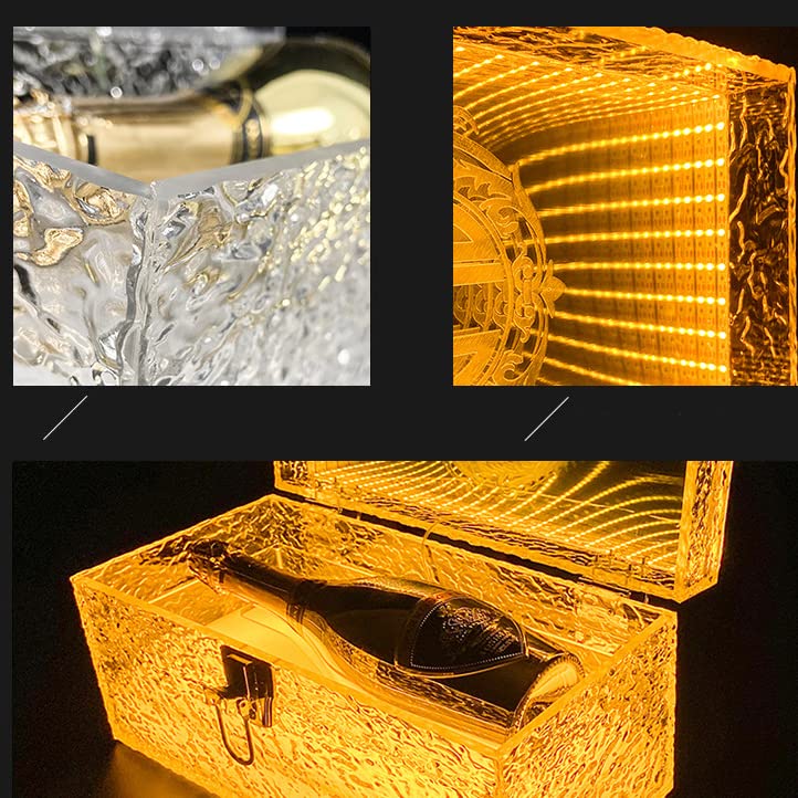 LoJax Scatola Portabottiglie per Liquore a LED, Ripiano per Bottiglie da Bar Illuminato Giallo, Espositore per Bottiglie di Champagne per Hotel/Discoteca/Festa Privata per Presentatori di Bottiglie