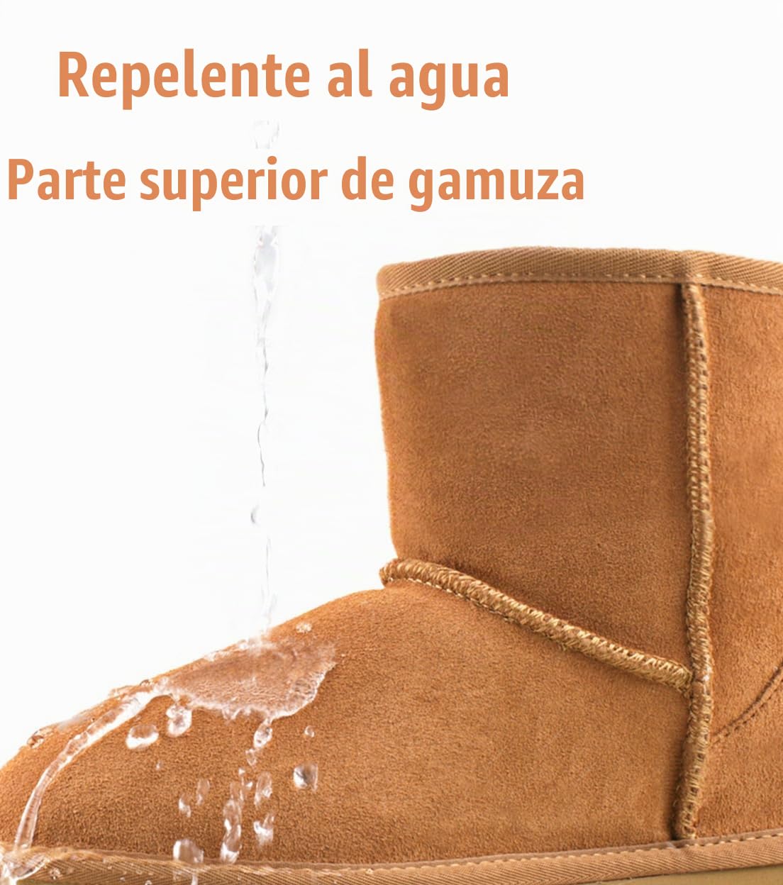 Shenduo Mujer Plataforma Botines de Nieve Invierno Clásico | Material Cuero Impermeable Forradas de Piel Cálido Clásico Botas para Clima Frío