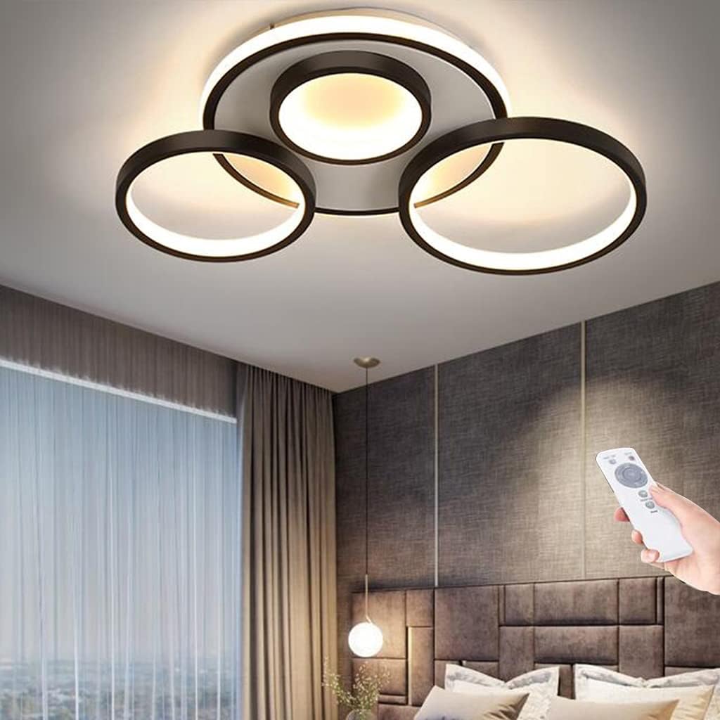 Plafoniera A LED Lampadario Cerchio Creativo Lampada Da Soffitto Dimmerabile Lampada Da Soggiorno Rotonda Moderna Acrilico Camera Da Letto Sala Da Pranzo Ufficio Illuminazione Interna,Marrone ( Dimens