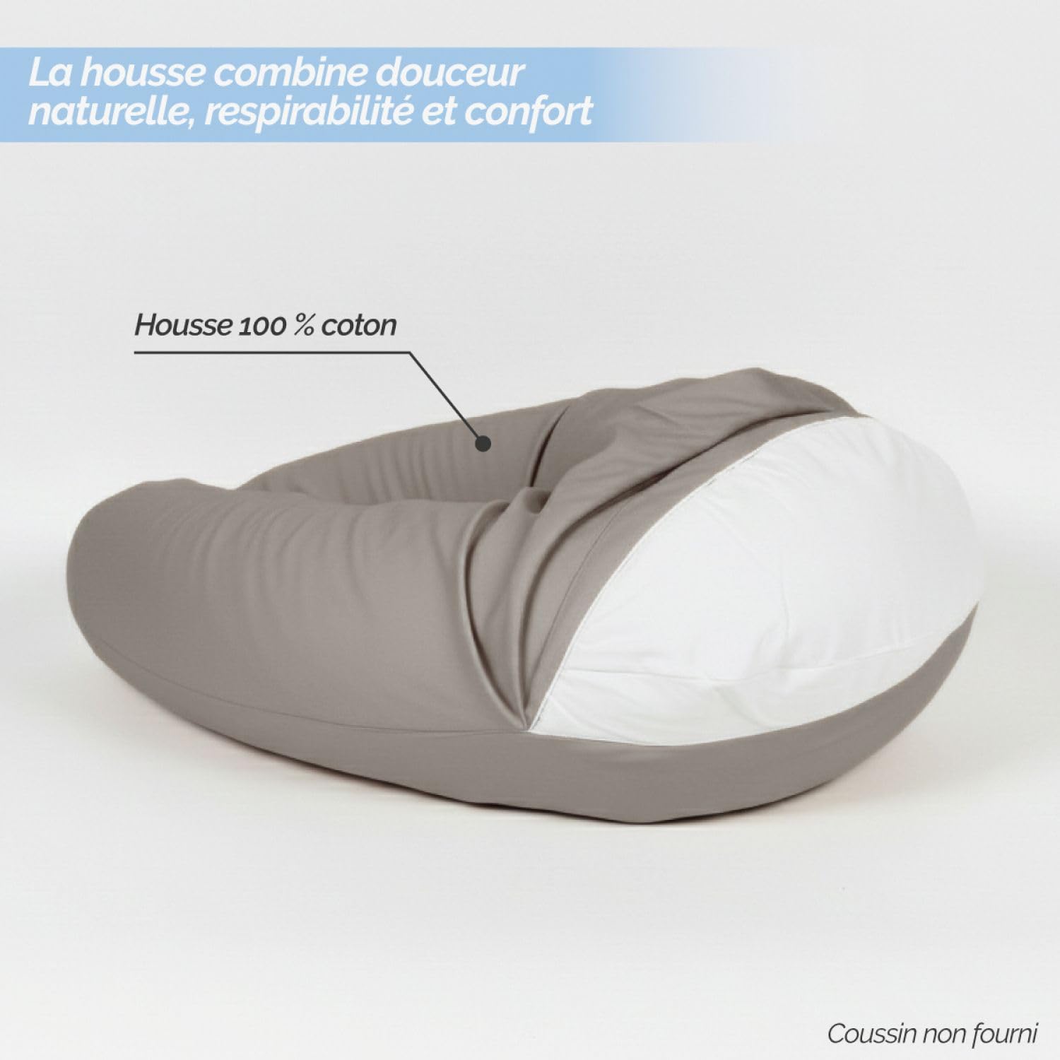 Monsieur Bébé - Housse pour Coussin de Grossesse, maternité et d'allaitement - 100% Coton - 170 cm - Plusieurs Coloris